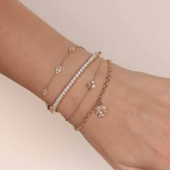 Gold & Diamond Marquise Eye Rose Bracelet