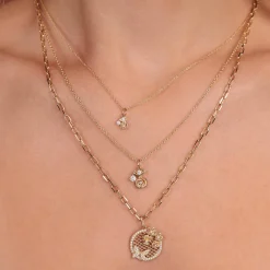 Gold & Diamond Marquise Eye Rose Charm