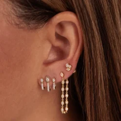 Gold & Diamond Marquise Eye Drop Earring