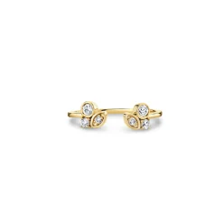 Gold & Diamond Marquise Eye Cluster Open Ring