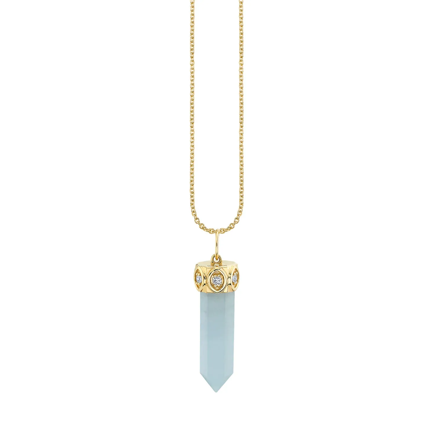 Gold & Diamond Marquise Eye Long Stone Charm