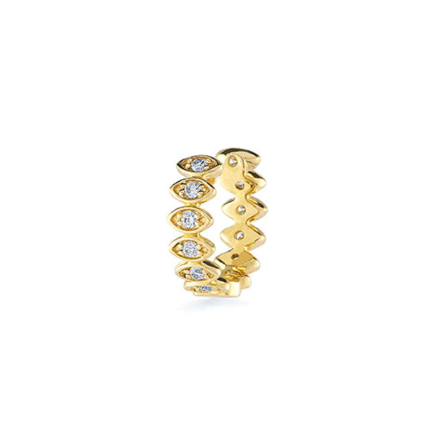 Gold & Diamond Marquise Eye Huggies