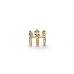Gold & Diamond Marquise Eye Triple Bar Stud