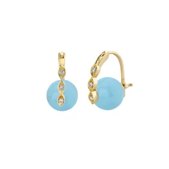 Gold & Diamond Marquise Eye Aquamarine Earrings