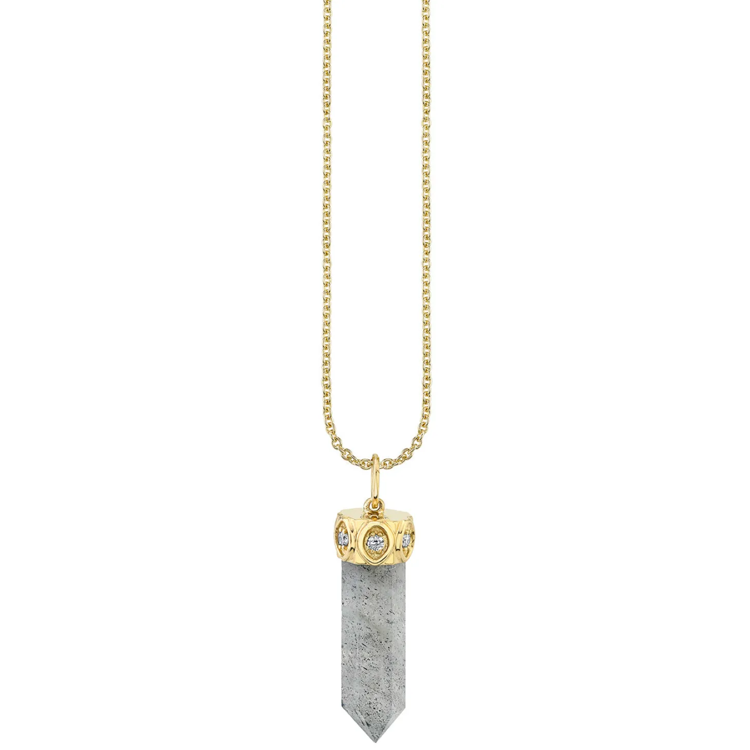 Gold & Diamond Marquise Eye Long Stone Charm
