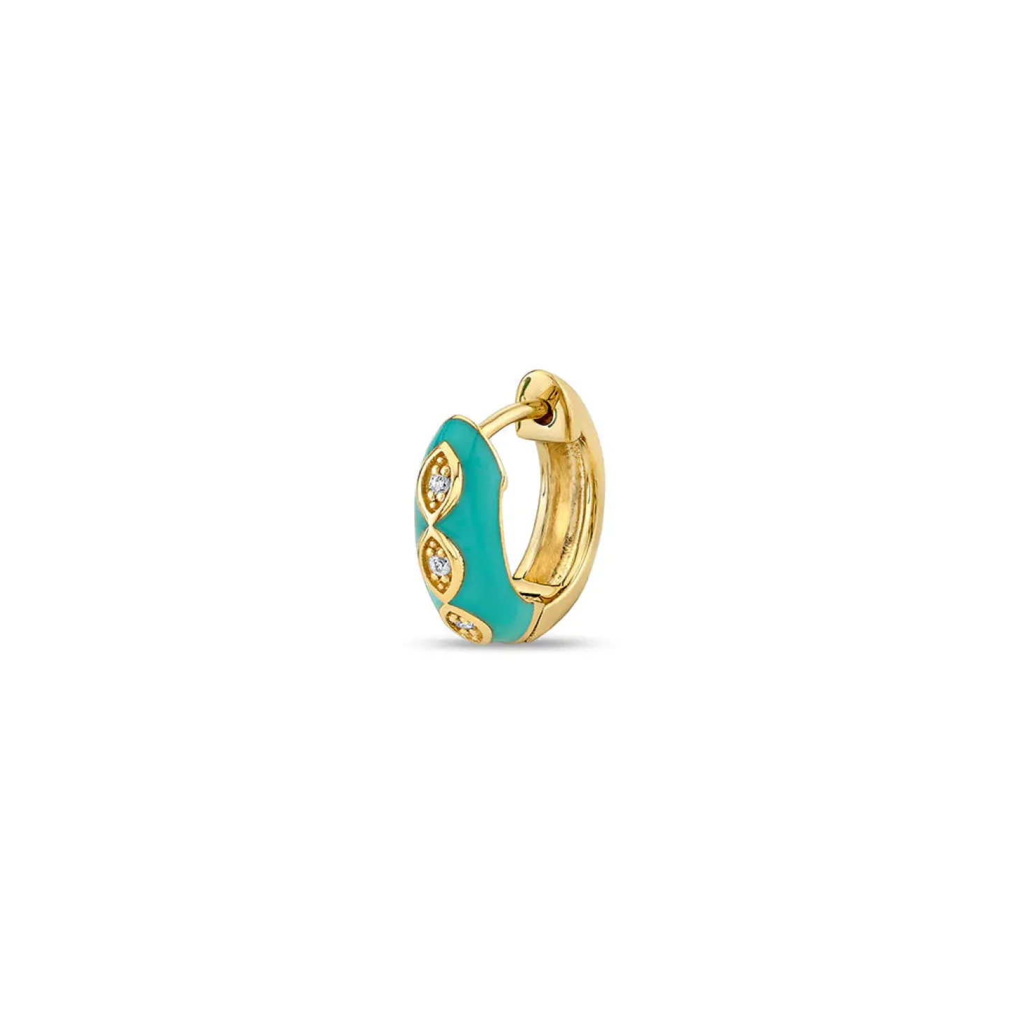 Gold & Diamond Marquise Eye Puffy Huggie Hoop