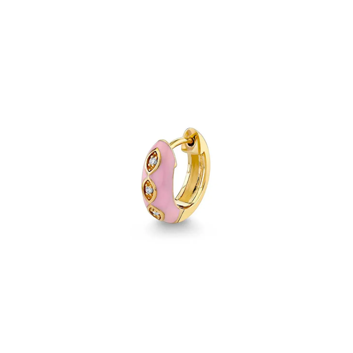 Gold & Diamond Marquise Eye Puffy Huggie Hoop