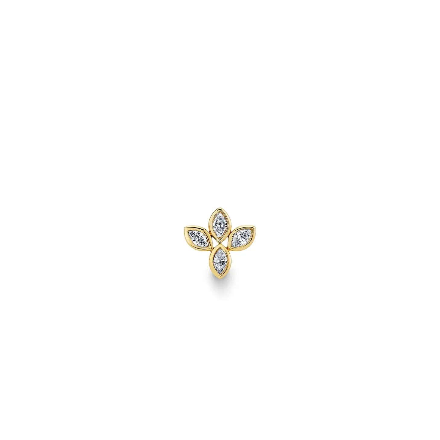 Gold & Diamond Marquise Flower Stud