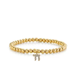 Gold & Diamond Medium Chai On Gold Beads