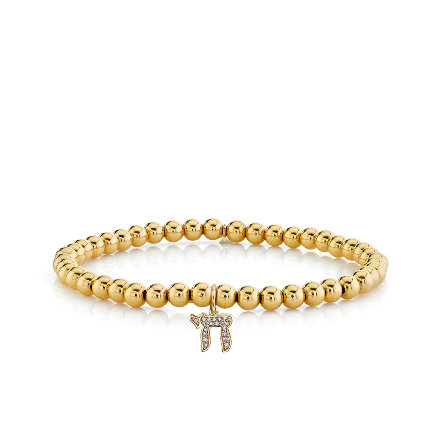 Gold & Diamond Medium Chai On Gold Beads