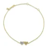 Gold & Diamond Medium Double Heart Anklet