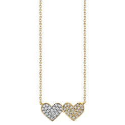 Gold & Diamond Medium Double Heart Necklace