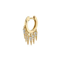 Gold & Diamond Medium Fringe Huggie Hoops