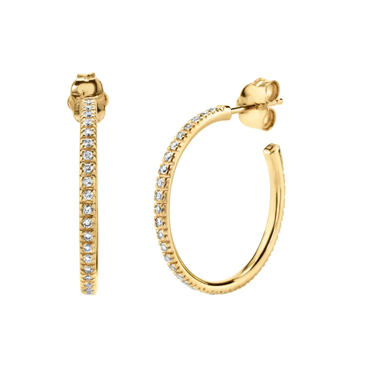 Gold & Diamond Medium Hoops
