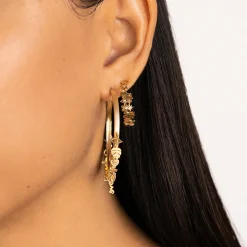 Gold & Diamond Medium Icon Hoops
