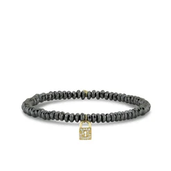 Gold & Diamond Medium Key Hole Lock On Hematite