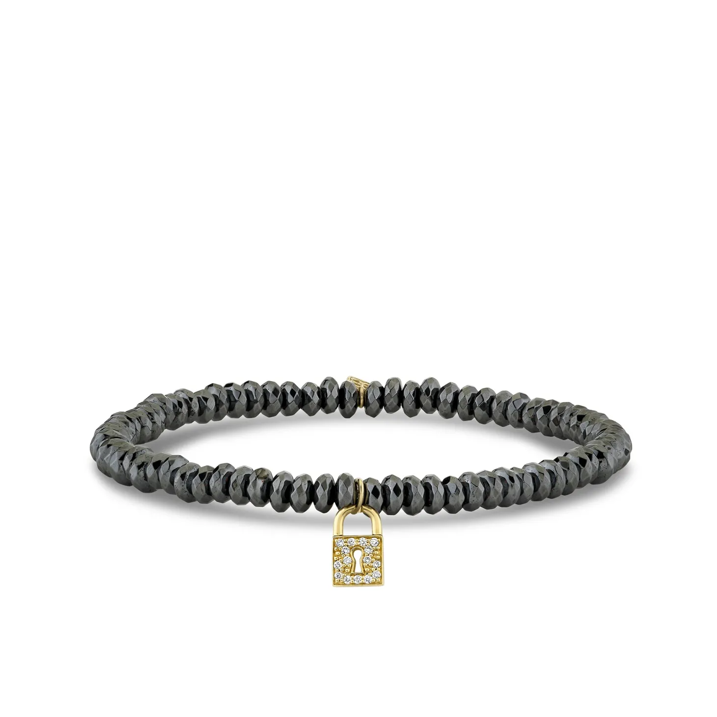 Gold & Diamond Medium Key Hole Lock On Hematite
