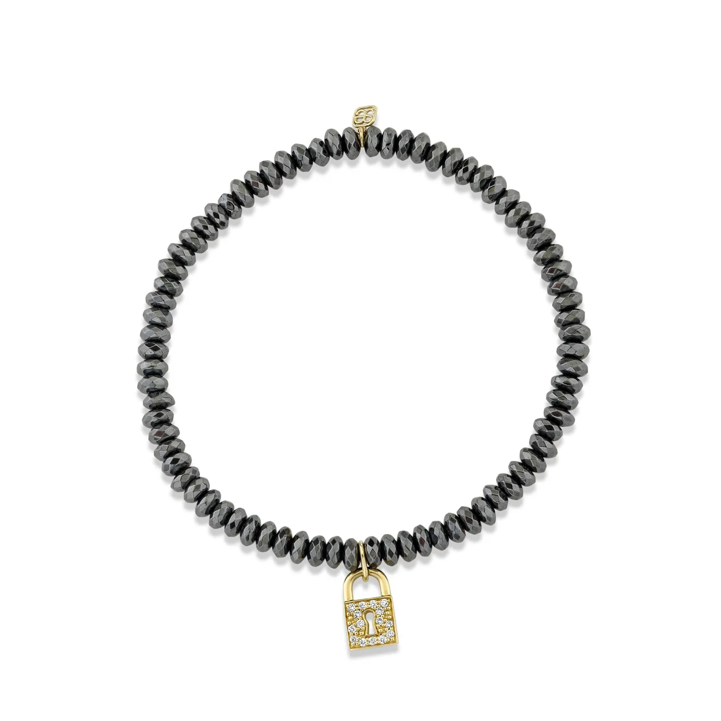 Gold & Diamond Medium Key Hole Lock On Hematite