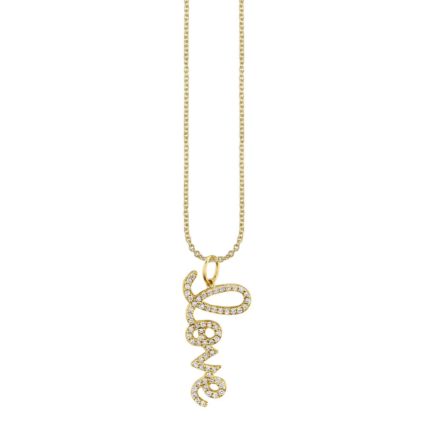 Gold & Diamond Medium Love Charm Necklace
