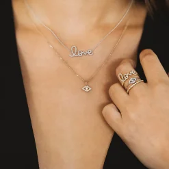 Gold & Diamond Medium Love Necklace