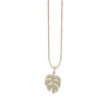 Gold & Diamond Medium Monstera Leaf Charm