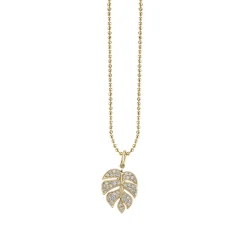 Gold & Diamond Medium Monstera Leaf Charm