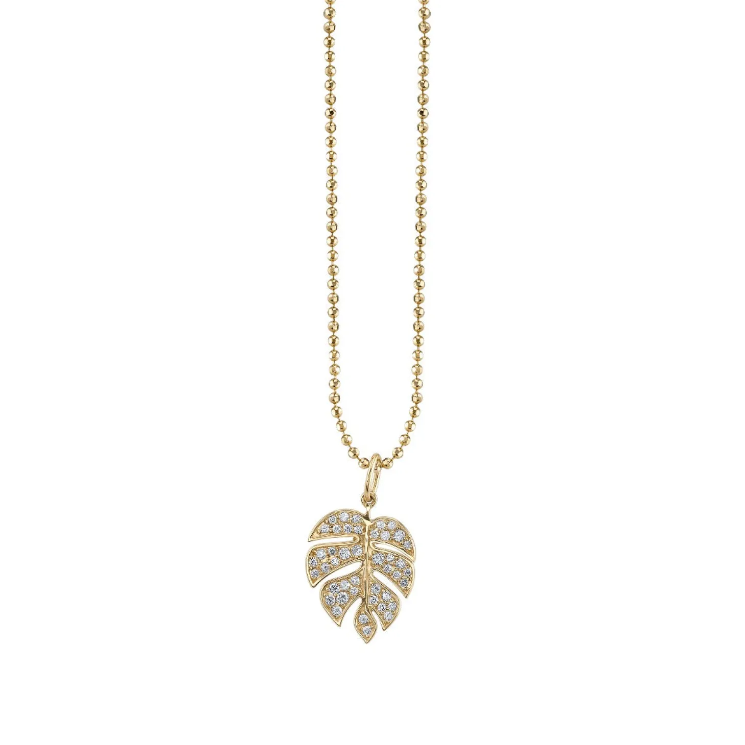 Gold & Diamond Medium Monstera Leaf Charm