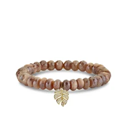 Gold & Diamond Medium Monstera Leaf on Moonstone