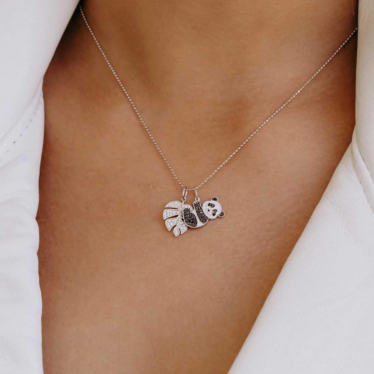 Gold & Diamond Medium Monstera Leaf Charm