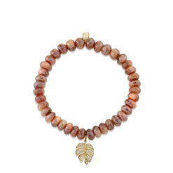 Gold & Diamond Medium Monstera Leaf on Moonstone