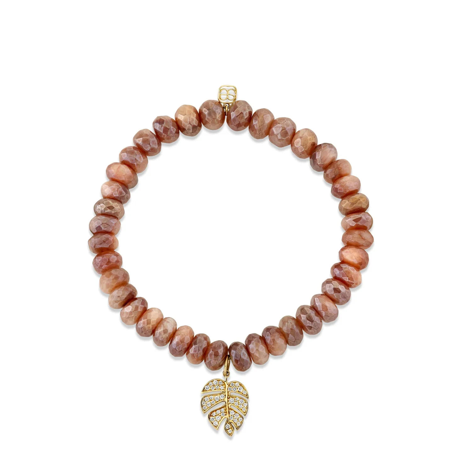 Gold & Diamond Medium Monstera Leaf on Moonstone