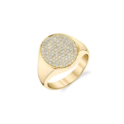 Gold & Diamond Medium Oval Pave Signet Ring