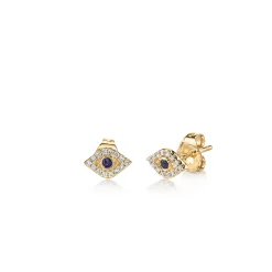 Gold & Diamond Mini Bezel Eye Stud