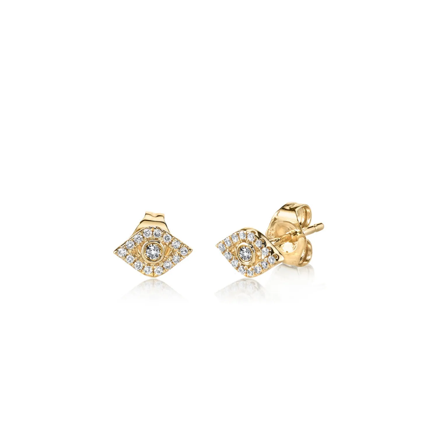 Gold & Diamond Mini Bezel Eye Stud