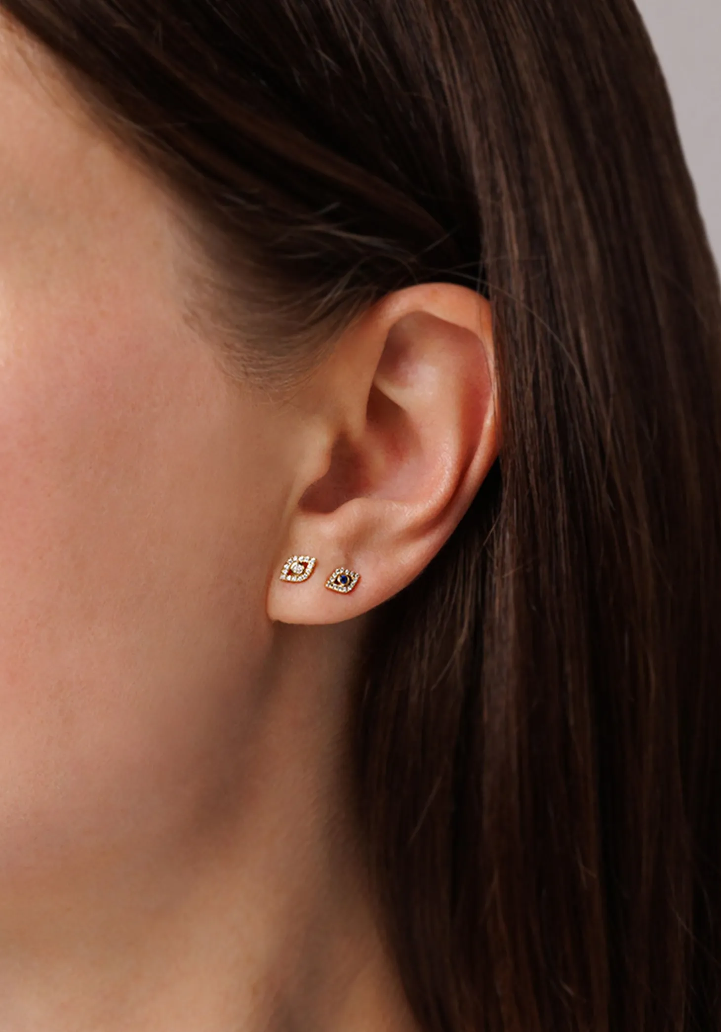 Gold & Diamond Mini Bezel Eye Stud