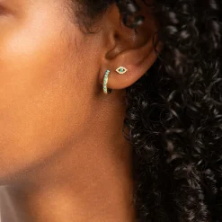 Gold & Diamond Mini Bezel Eye Stud