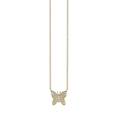 Gold & Diamond Mini Butterfly Necklace