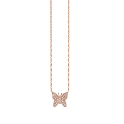 Gold & Diamond Mini Butterfly Necklace