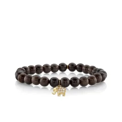 Gold & Diamond Mini Elephant on Brown Jasper