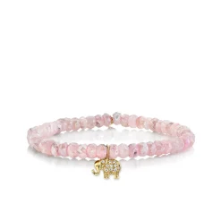Gold & Diamond Mini Elephant on Mystic Pink Grapolite