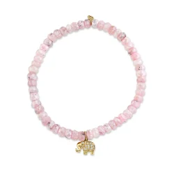 Gold & Diamond Mini Elephant on Mystic Pink Grapolite