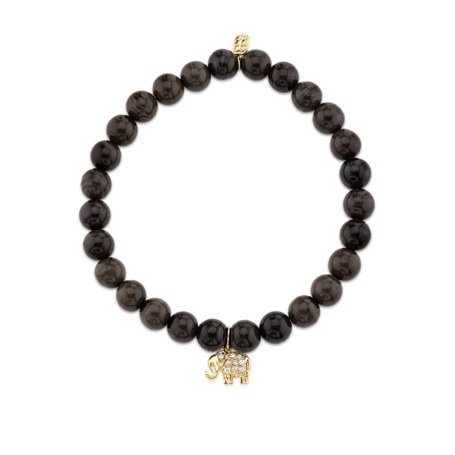 Gold & Diamond Mini Elephant on Brown Jasper