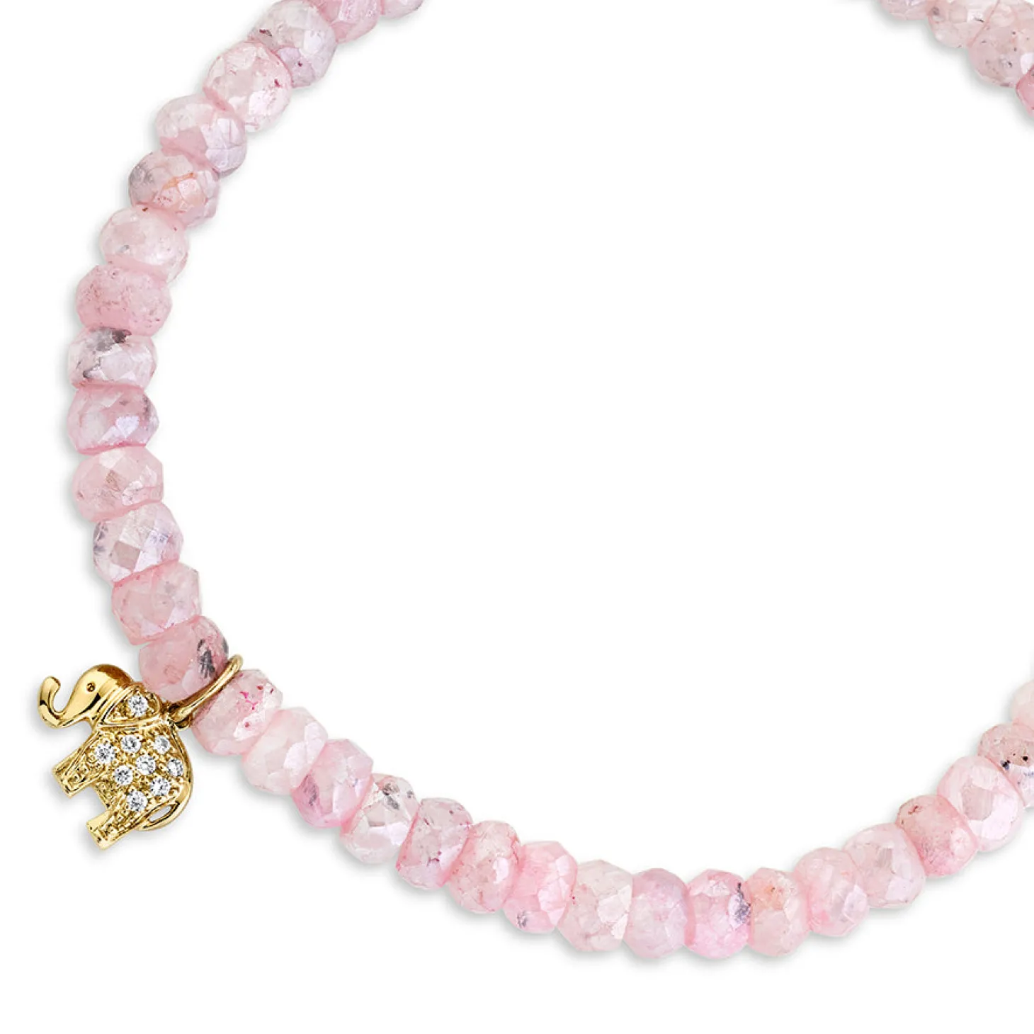 Gold & Diamond Mini Elephant on Mystic Pink Grapolite