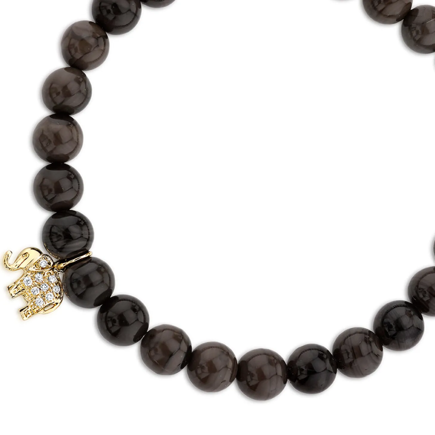 Gold & Diamond Mini Elephant on Brown Jasper