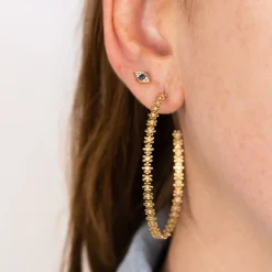 Gold & Diamond Mini Eye with Sapphire Stud
