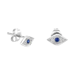 Gold & Diamond Mini Eye with Sapphire Stud