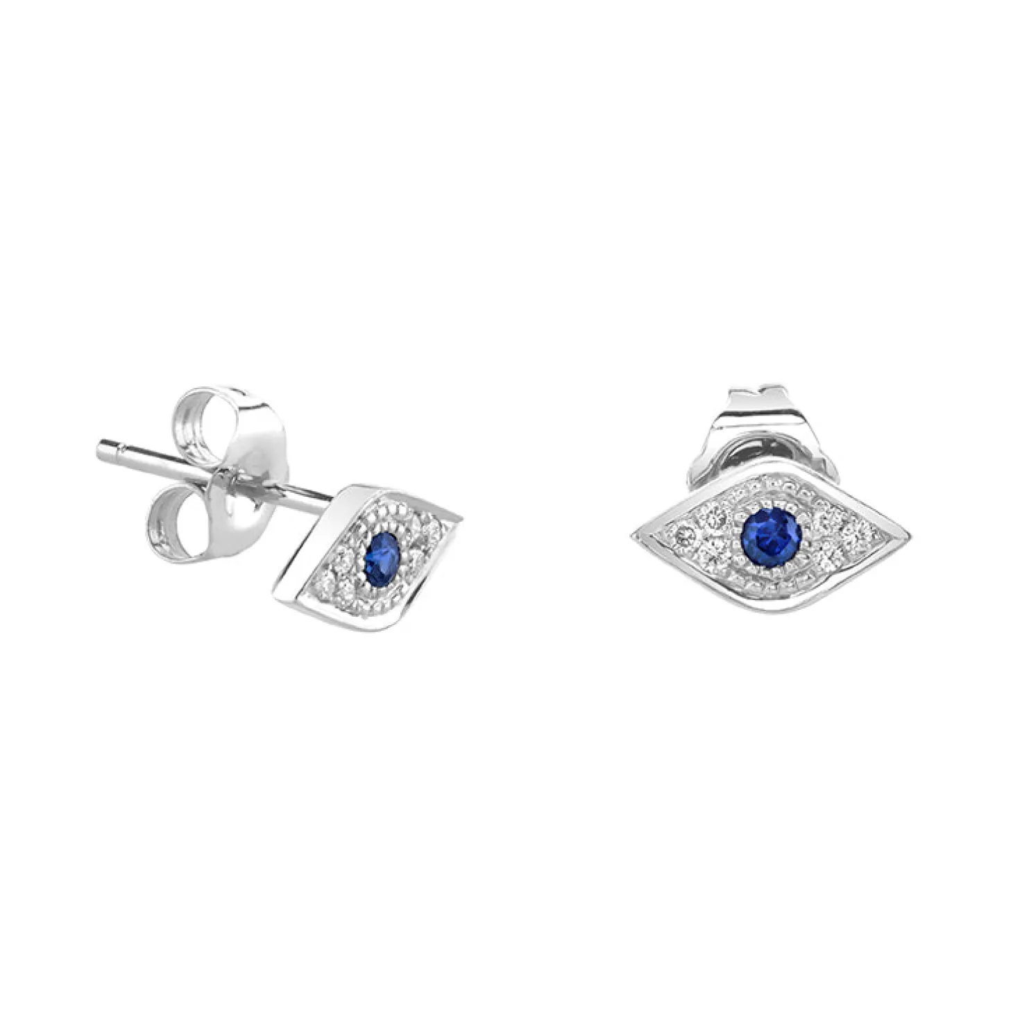 Gold & Diamond Mini Eye with Sapphire Stud