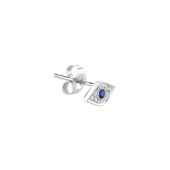 Gold & Diamond Mini Eye with Sapphire Stud