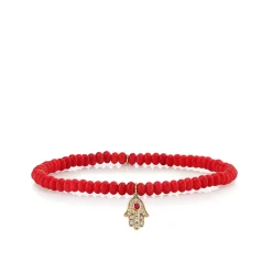Gold & Diamond Mini Hamsa on Red Sea Bamboo