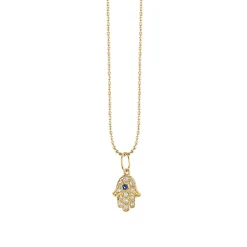 Gold & Diamond Mini Hamsa Charm